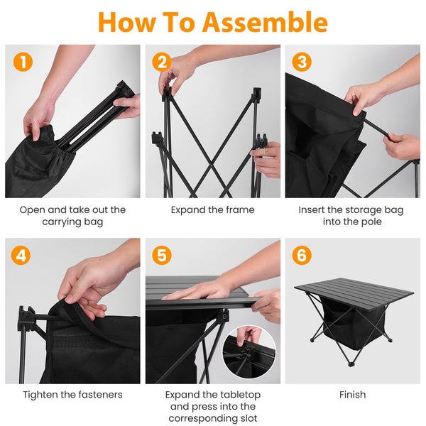 Foldable Aluminum Camping Table with Storage Basket Portable Outdoor