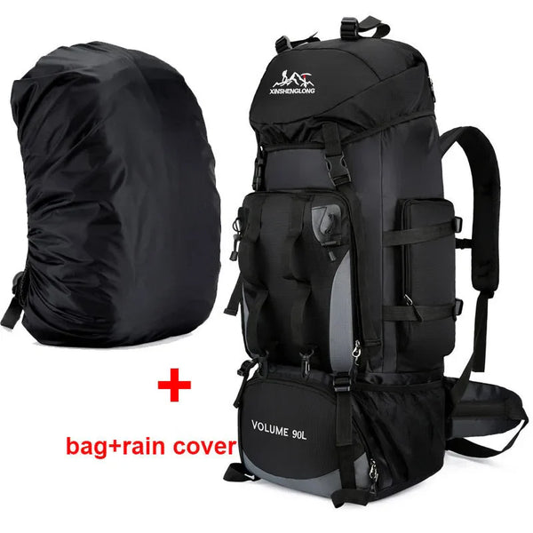 90L Waterproof Hiking Backpack Large Capacity Camping Trekking Rucksack