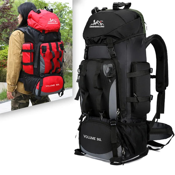 90L Waterproof Hiking Backpack Large Capacity Camping Trekking Rucksack