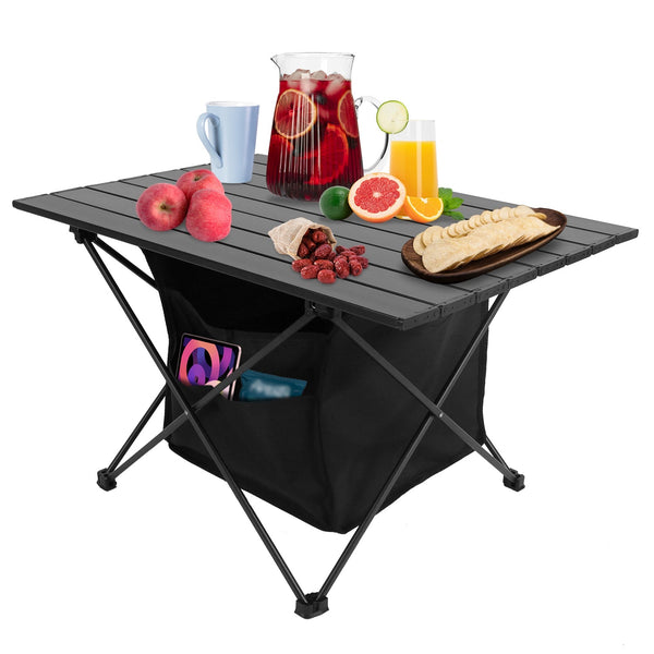 Foldable Aluminum Camping Table with Storage Basket Portable Outdoor