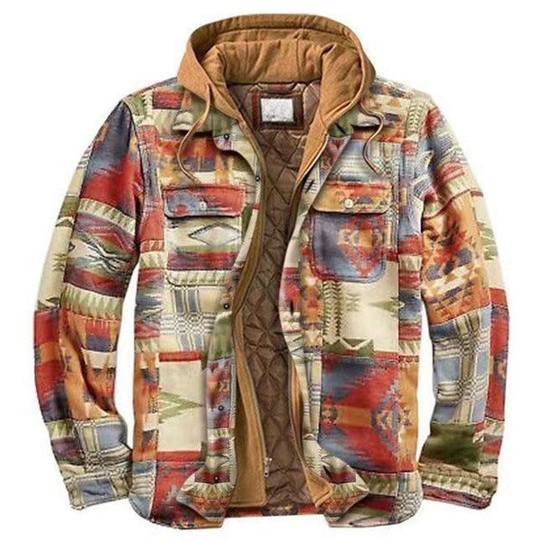 Men’s Plaid Hooded Jacket Autumn Winter Casual Long Sleeve Shirt