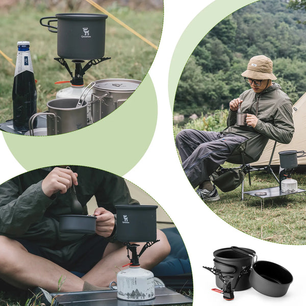 Ultra-Light Aluminum Camping Cookware Set Nestable Outdoor Cooking Kit